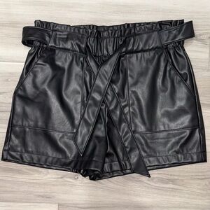 Ci Sono Black High Waist Faux Leather Shorts